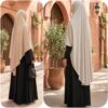 Khimar Côtelé avec Bonnet Intégré à Nouer – Image 2