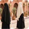 Khimar Côtelé avec Bonnet Intégré à Nouer – Image 4