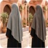 Khimar Côtelé avec Bonnet Intégré à Nouer – Image 6