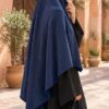 Khimar Côtelé avec Bonnet Intégré à Nouer – Image 3