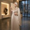 Robe de fête festive & élégante — drapé modulable à broche dorée – Image 2