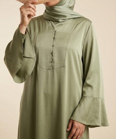 Alternative view of Robe Longue Vert Sauge – Élégance & Fluidité