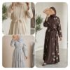 Robe Abaya 2-en-1 Effet Kimono Brodée en Tissu Jazz – Image 3