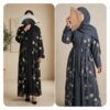 Robe Abaya 2-en-1 Effet Kimono Brodée en Tissu Jazz – Image 4